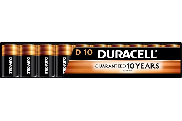 Duracell Coppertop D Batteries, 10 Count Pack, D Battery with Long-Lasting Power, All-Purpose Alkaline D Battery for Househol