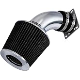 Short Ram Air Intake Kit for 98-01 Ranger/98-01 B3000 3.0L V6 (Black) | Chrome Intake Pipe | Black Reusable Filter | Hardware Included