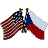 USA and Czech Republic Flag Die-struck Metal Friendship Lapel Pin with Butterfly Clasp Closure