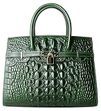 Pijushi Embossed Crocodile Purse Genuine Leather Satchel Handbags Office Padlock Bag Holiday Gift 9016(30cm Green Croco)