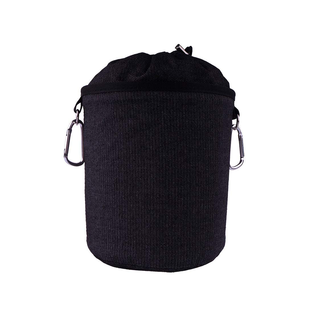 Trendfinding Peg Bag, Denim Carrier Bag with 2 Carabiner Hooks, Drawstring Closure, 150 Pegs Capacity, Black
