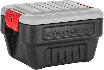Rubbermaid ActionPacker Caja de Almacenamiento con Cerradura, Negro, 8