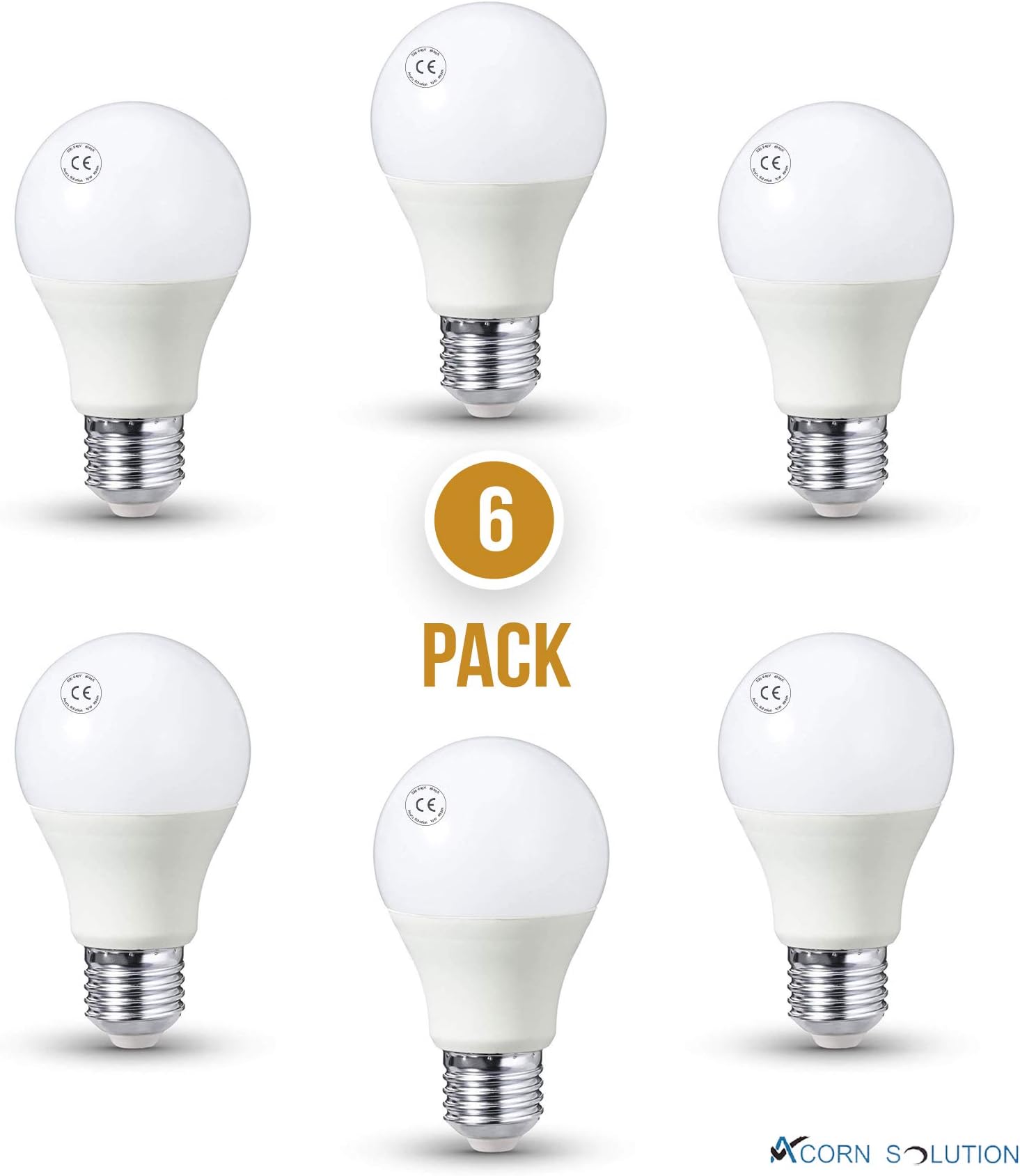 AcornSolution LED Light Bulb 8W B22 Bayonet Warm white 3000K, Not Dimmable, for Living Room, Bedroom, Bathroom, [Energy Class A+] (8W, 6 Pack)