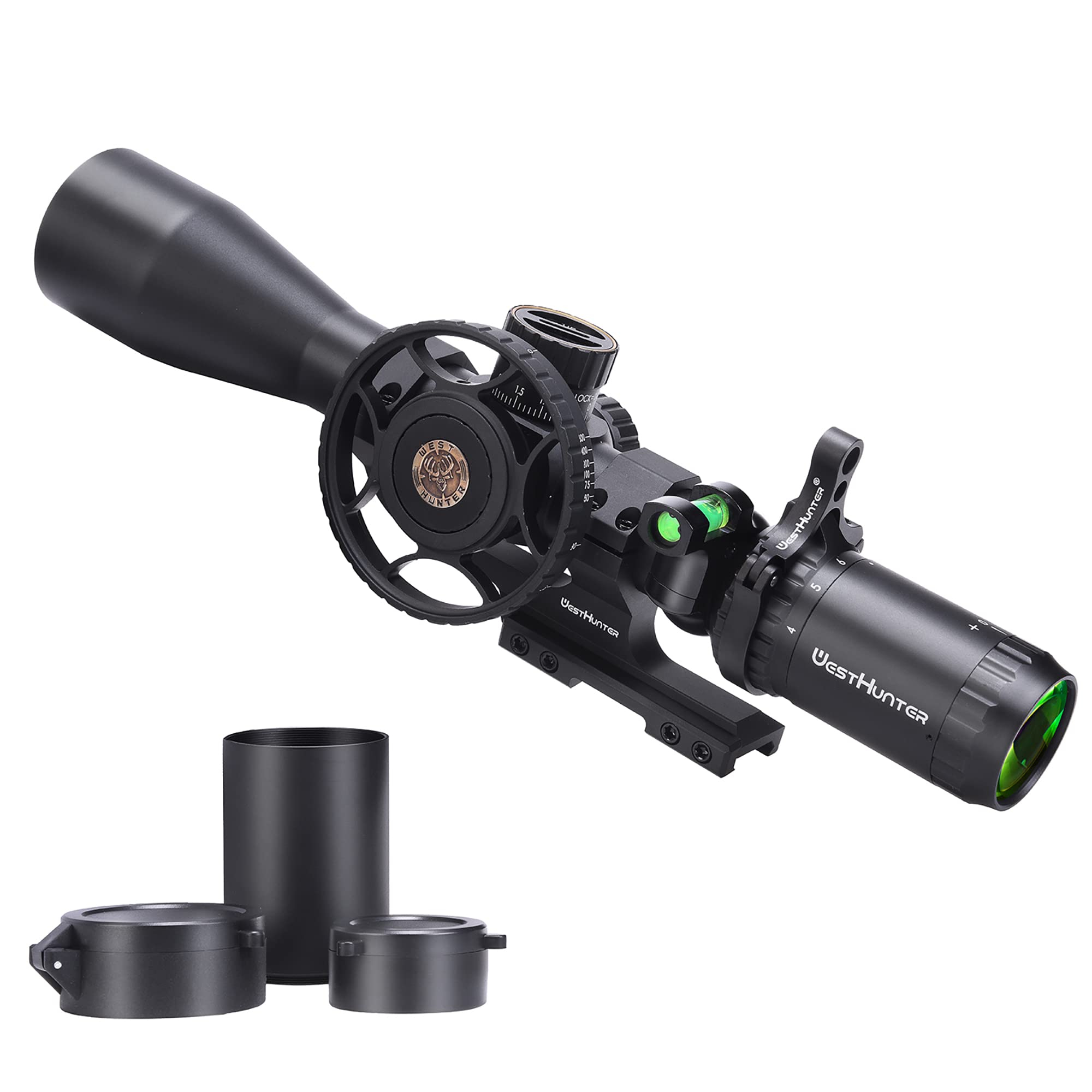 WestHunter Optics HD 4-16x44 FFP Scope, 30mm Tube First Focal Plane Tactical Wide Field of View Precision 1/10 MIL Riflescope | Black, Picatinny Shooting Kit A