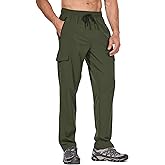 BALEAF Men's Hiking Pants Water Resistant Cargo Quick Dry Travel Elastic Waist with Zip Pockets UPF 50+ for Work Running