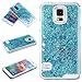 Samsung Galaxy S5 Case-Yerwal Transparent Plastic 3D Glitter Quicksand Stars Liquid Case for Samsung Galaxy S5(Blue)