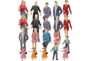 Totority 20Pcs Colorful Miniature People Figures Painted Plastic Models for Train Layouts Dollhouse School Projects Landscape