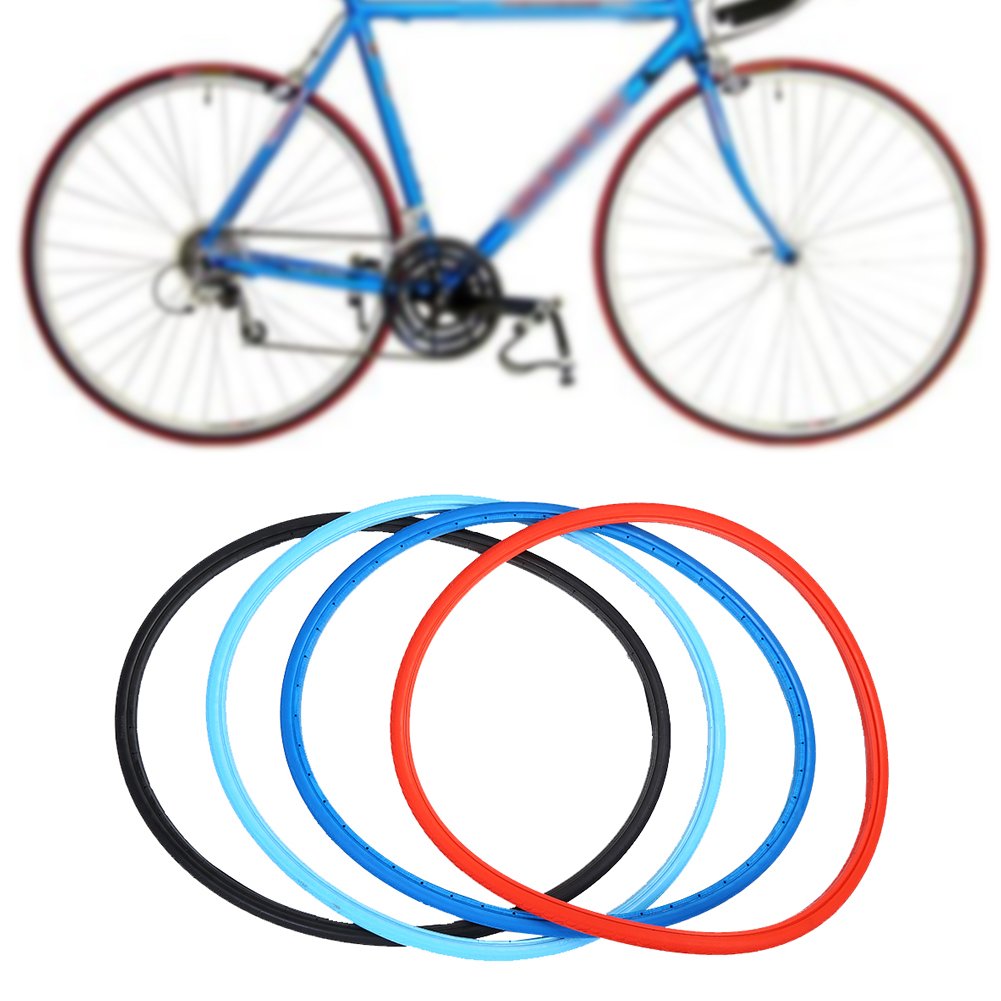 Ouitble Bicycle Solid Tires -4 Colors Fashion Bicycle Cycling Tubless Riding Solid Tires For 700 * 23C Road Bike Fixed Gear(Black)