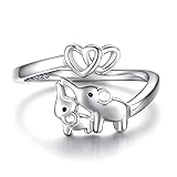 Mom Daughter Elephant Ring 925 Sterling Silver