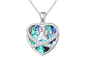 Ladytree S925 Sterling Silver Puppy Dog Cat Pet Paw Print Pendant Necklace 18 inches