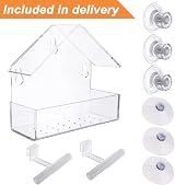 LIANGPIN Acrylic Window Bird Feeder, Extra Strong Suction Cups, Drainage Holes view 6