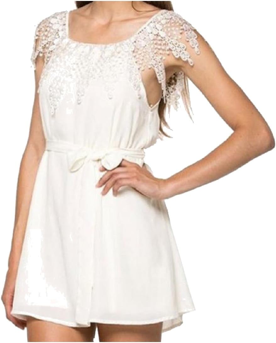 xiaokong Women Pure Color Chiffon Tunic Knee Length Mid Dress