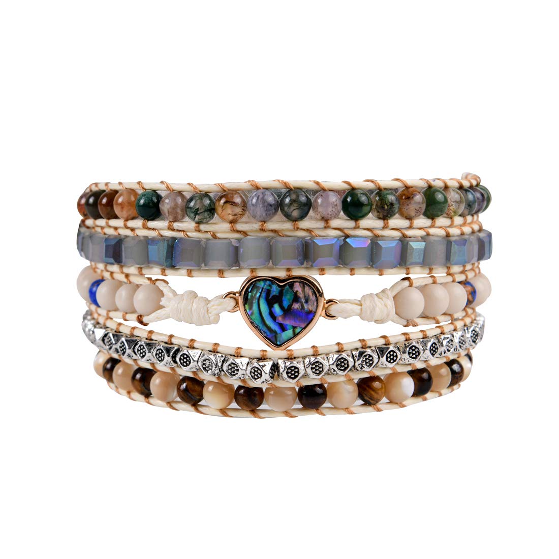 Boho Handmade Natural Stone Wrap Bracelets Crystal Beads Bracelet Jewelry