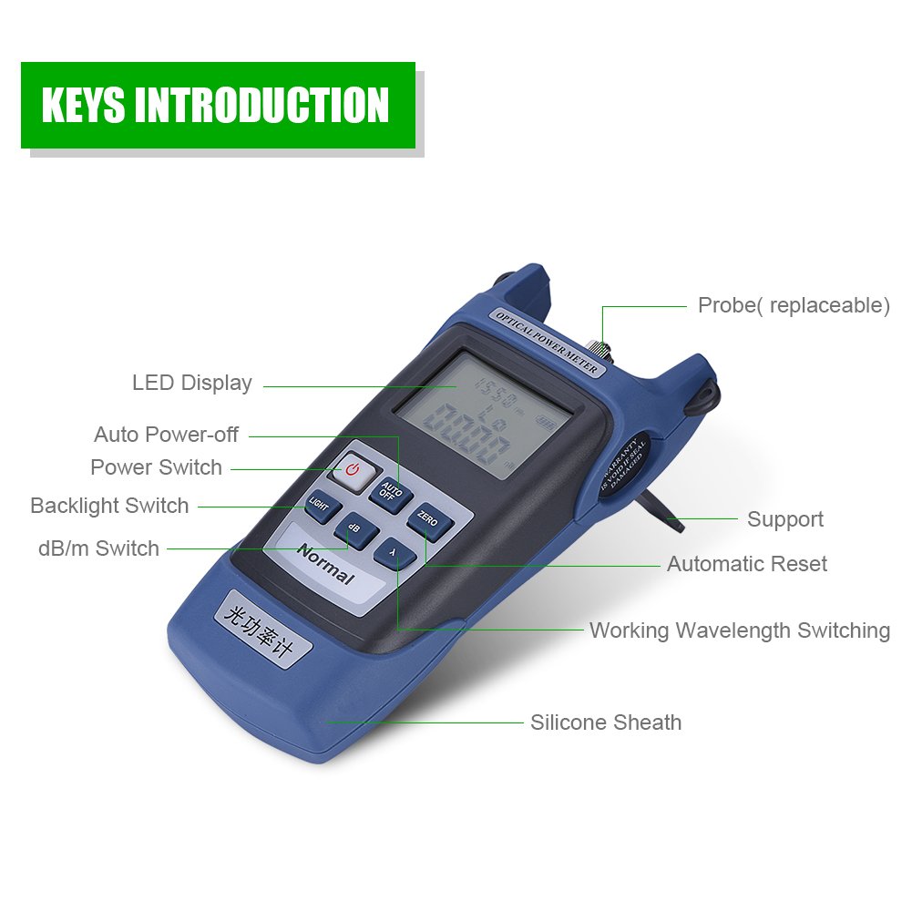 Aramox Medidor de Potencia de Fibra óptica -70dBm a + 10dBm ...
