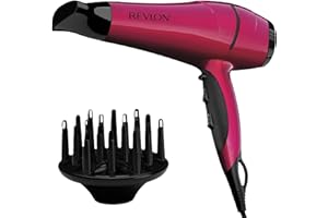 Revlon RVDR5191F Ionic Technology Ceramic Hair Dryer with Diffuser, Ionic, 3 Heat/2 Speed Settings, Powerful, Fast Drying, Le