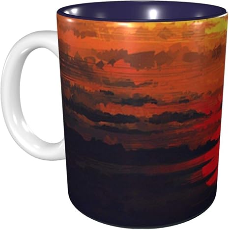 Amazon Co Jp 日没のイラスト コーヒーカップ マグ おしゃれ マグカップ 人気 水筒 創意 シェラカップ 高温耐性 カップ ミルクカップ ドリンクカップ ジュースカップ 陶器製 大容量 330ml ホーム キッチン