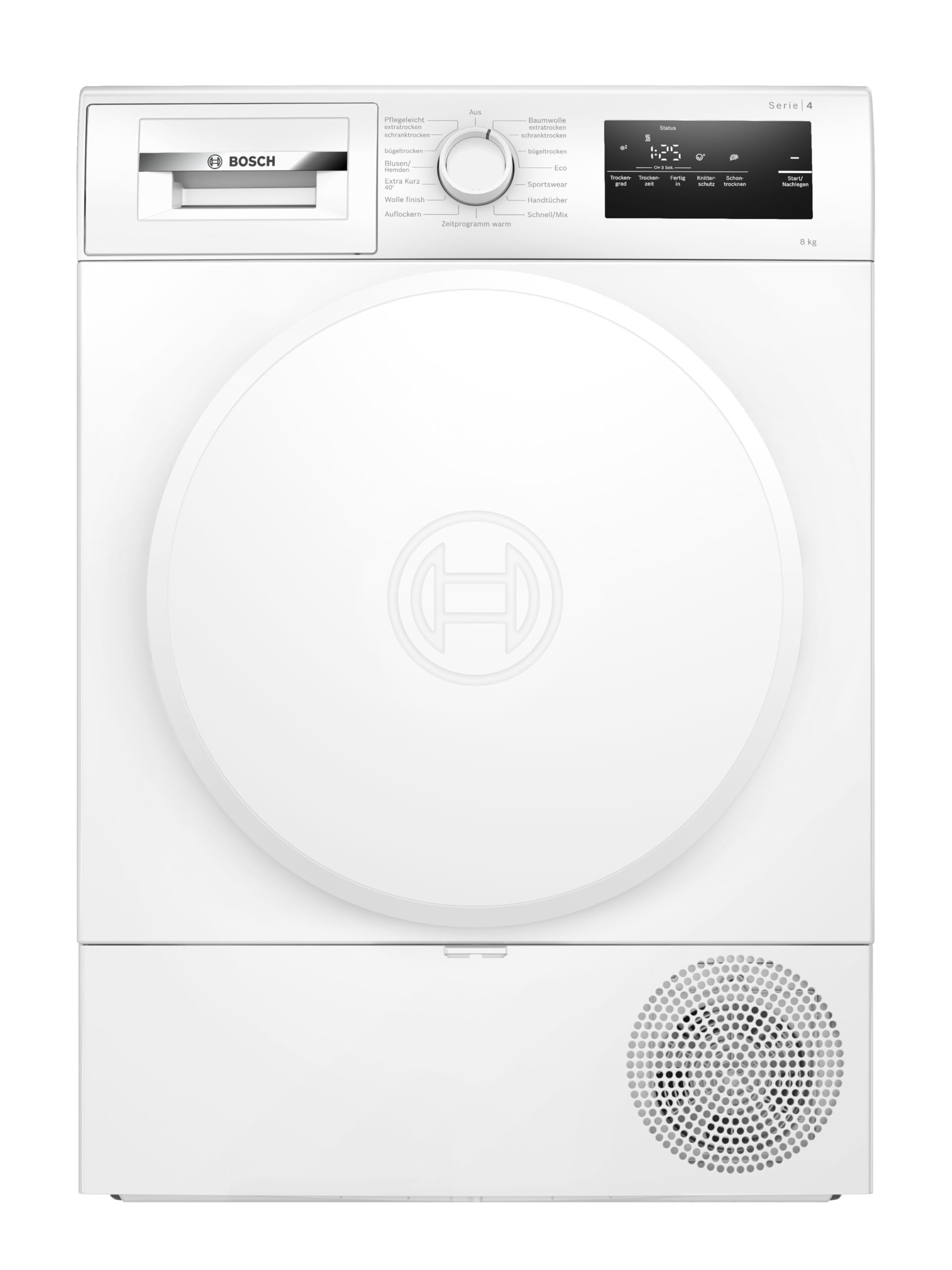 Bosch WTH83VV4, Serie 4, Wärmepumpentrockner, 8 kg, AutoDry, Quick-40-Trocknen, Nachlegefunktion, Sensitive-Drying-System, Anti Vibration Design, 63 dB, LED-Display, Touch-Control, Zeitvorwahl