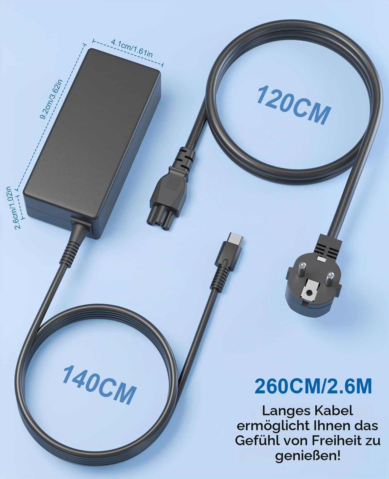 ANTWELON 65W 45W USB C Laptop Netzteil Ladegerät Ladekabel Typ C für Lenovo ThinkPad T480 T580 E480 E580 Yoga Chromebook Dell Latitude XPS,HP,Asus,Acer 20V 3,25A AC Adapter 5
