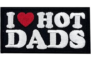 HIESPU STORE I Love Hot Dads Embroidered Iron On Patch for Father's Day Gift and Clothing Accessories