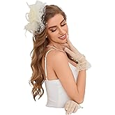 GurZinn Fascinator Hat Veil Feather Fascinator Tea Party Bridal Wedding Veil Pillbox Hat