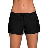 Aleumdr Womens 3" Waistband Swimsuit Bottom Boy Shorts Swimming Panty(Available in Plus)