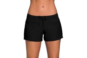 Aleumdr Womens 3" Waistband Swimsuit Bottom Boy Shorts Swimming Panty(Available in Plus)