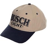 Calhoun Busch Light 3D Embroidered Hat &ndash; Officially Licensed Adjustable Baseball Cap for Men &amp; Women | Raised Logo Snapback in Tan and Navy