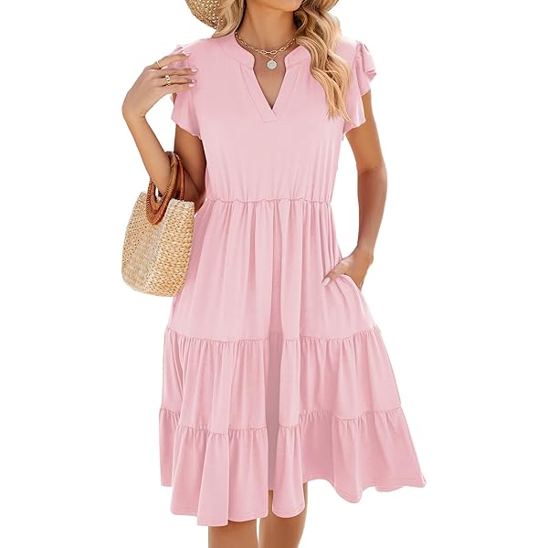 strapless open back dress Pink Half Button Up Collar Front Pocket Short Sleeve Dress *FINAL SALE –  SSYS main image 1