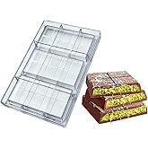 GRAINRAIN Polycarbonate Deep Filled Chocolate Bar Mold for Energy Protein Bars, Chocolate Snakes, Covered Cookies - Durable DIY Candy Making Tool (19416)