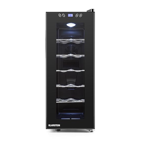 Klarstein Vinamora Gastro Line Weinkühlschrank Getränkekühlschrank Gastro-Kühlschrank (35 Liter, 12 Flaschen, 5 Edelstahlschu