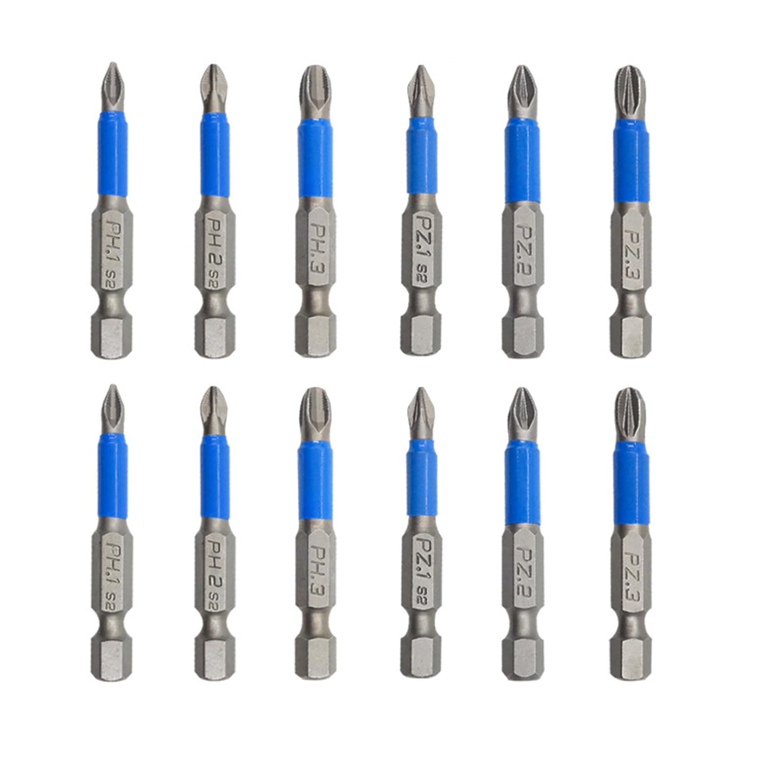 12Pcs Magnetic Screwdriver Bits Set,Drill Screwdriver Bits Sets Electric Screw Driver Bit Hex Shank Head Drive Bits(PZ1 PZ2 PZ3 PH1 PH2 PH3)