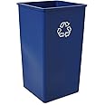 Rubbermaid Commercial Products 50-Gallon Untouchable Square Trash/Garbage Can for Offices/Stores/Restaurants, Blue Recycling