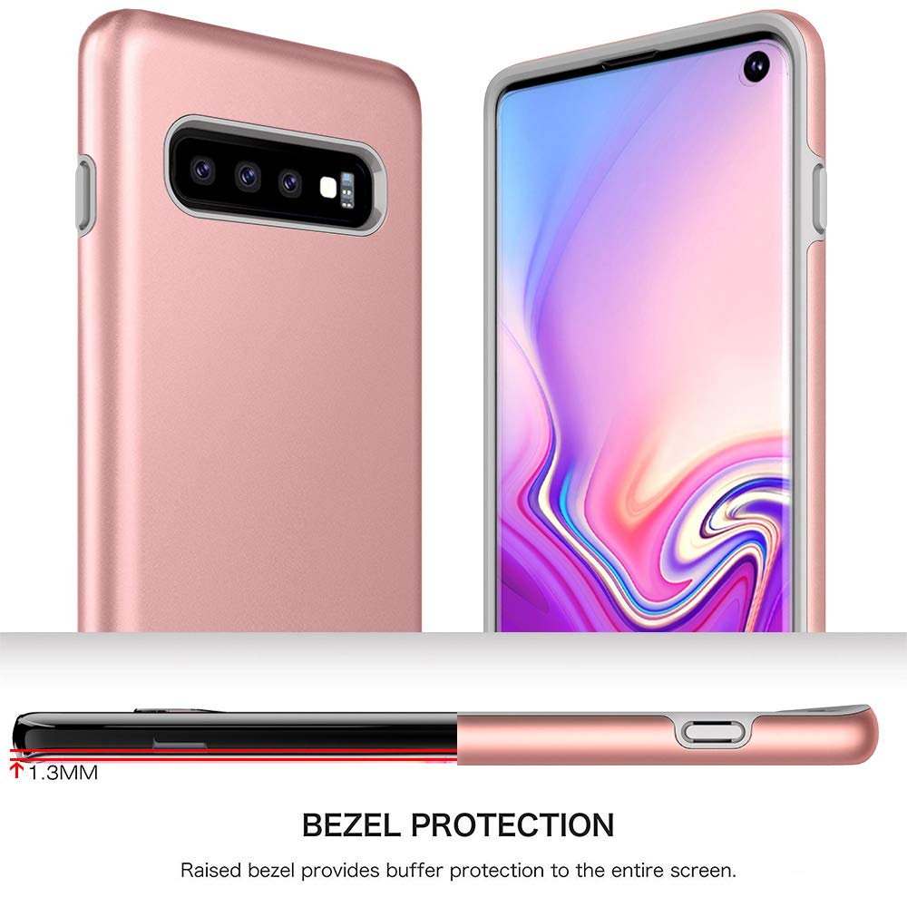 Galaxy S10 Case, Androgate [Pearl Series] Hybrid Matte Protective Back Cover Bumper Case for Samsung Galaxy S10, Pink Gold
