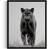 Panther Art Prints Posters, Black and White Animal Photography Wall Art, Wildlife Nature Photo, Exotic Animal Wall for Bathroom Bedroom Decor 71 (Panther, 16 x 20 inches, Unframed)
