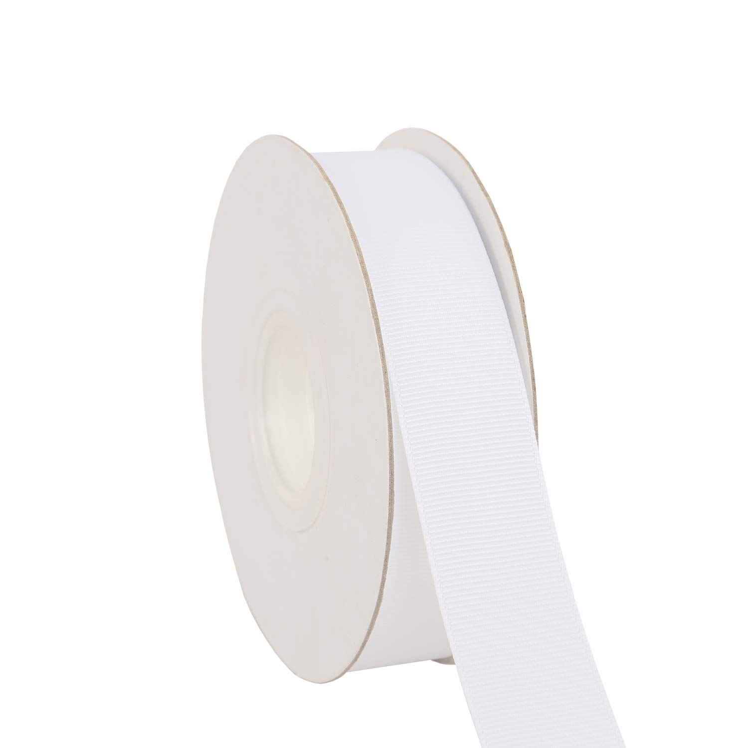 Ribbonitlux 25mm Wide Solid Grosgrain Ribbon 22 Meters (029-White, Set for Gift Wrapping, Party Decor, Sewing Applications, Wedding and Craft