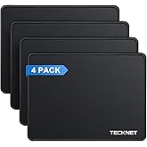 TECKNET 4 Pack Mouse Pad with Durable Anti-fray Stitching, Small Mousepad | Anti-slip Rubber Base, Ultra-smooth Surface, Waterproof Material, Gaming Mouse Mat for Laser and Optical Mice, Black