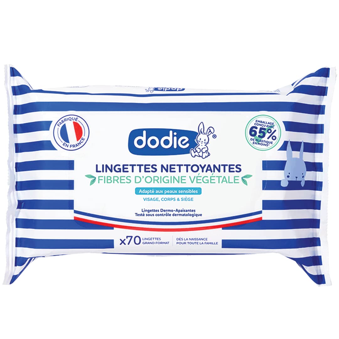 Dodie Cleansing Wipes Botanical Origin Fibers 70 Large Wipes