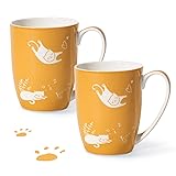 Chulan Cat Bone China Yellow Coffee Mug of 12