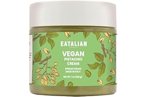 EATALIAN by AMZ BETTER Vegan Pistachio Cream, 7 oz/200 gr, Delicious vegan spread with a uniquely sweet taste, ideal on bread, perfect with ice cream, Excellent for Dubai Chocolate, Made in Italy