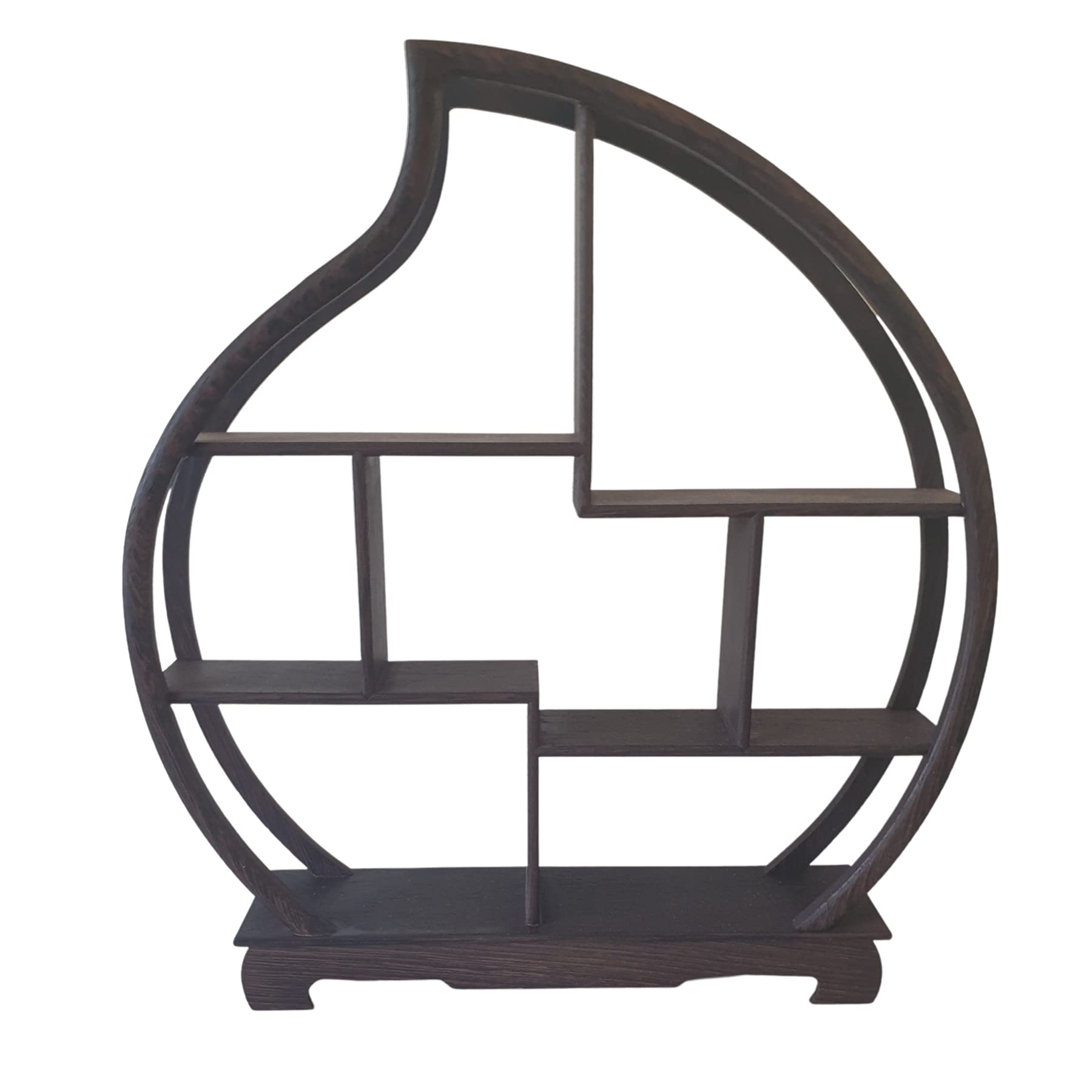 The Spice Cellar Wooden Curio or Netsuke Display Stand - Dark Grained Wood - Flame Shape - 31cm