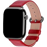 Fullmosa Leather Bands Compatible with Apple Watch Band 49mm 46mm 45mm 44mm 42mm for Men Women, Top Grain Genuine Leather Strap for iWatch Series 11/10/9/8/7/6/5/4/3/2/1,Ultra3/2/1,SE3/2/1, Red/Smoky Grey