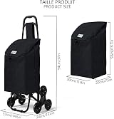 VOUNOT Folding Shopping Trolley 6 Wheels Stair Climbing Oxford Black view 7