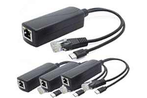 ANVISION 4-Pack 5V PoE Splitter, 48V to 5V 2.4A Adapter with Micro USB Plug, IEEE 802.3af Compliant, for IP Camera, Tablets, 