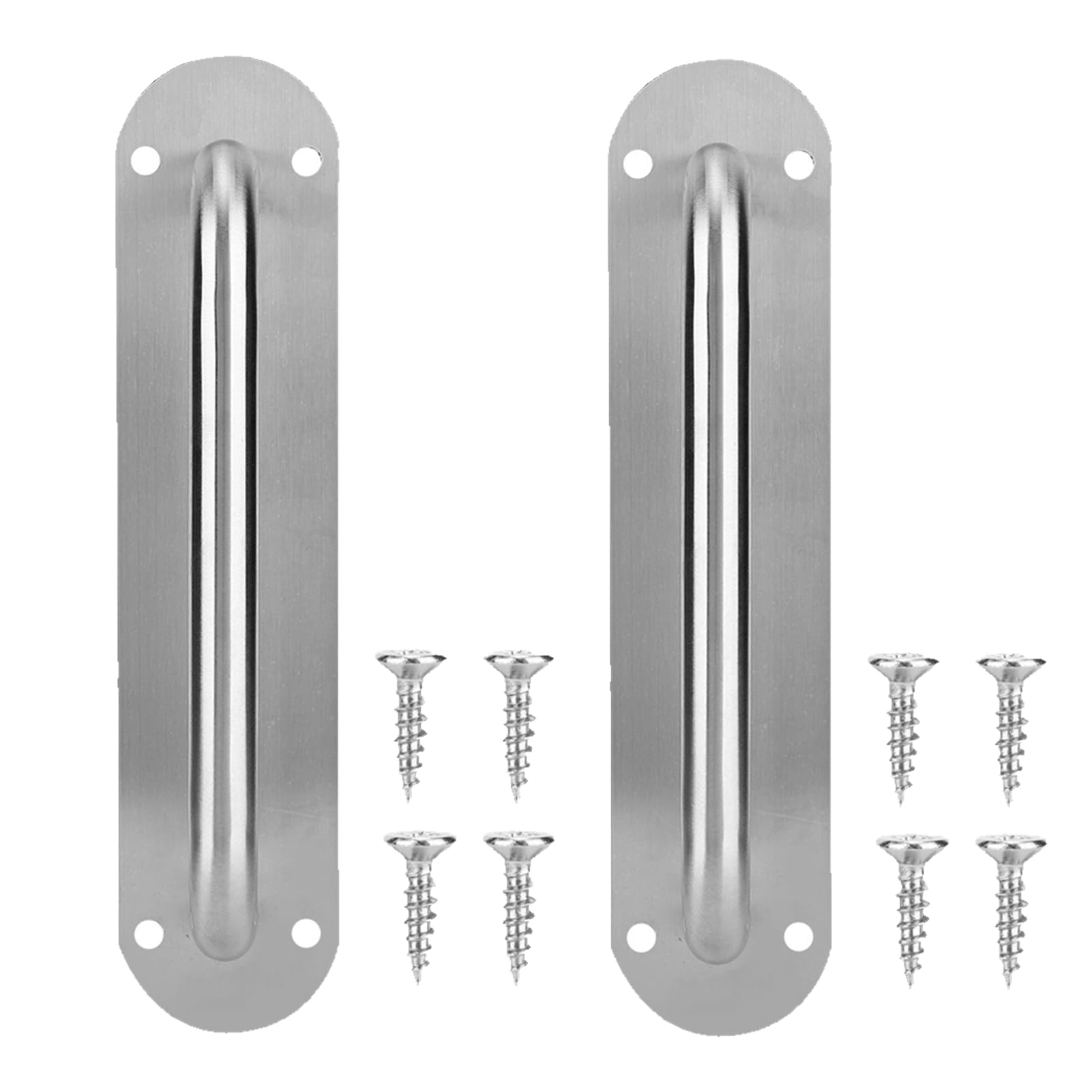 Gsycle 2Pcs Stainless Steel Door Handle, Pull and Push Plate Commercial Silver Heavy Duty Sliding Door Handle with Mounting Screws for Gate, Toilet, Cabinet