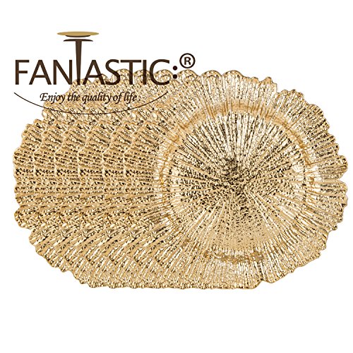 FANTASTIC :) Round 13 Inch Plastic Charger Plates with Eletroplating Finish (24, Reef Gold) - Thumbnail 3