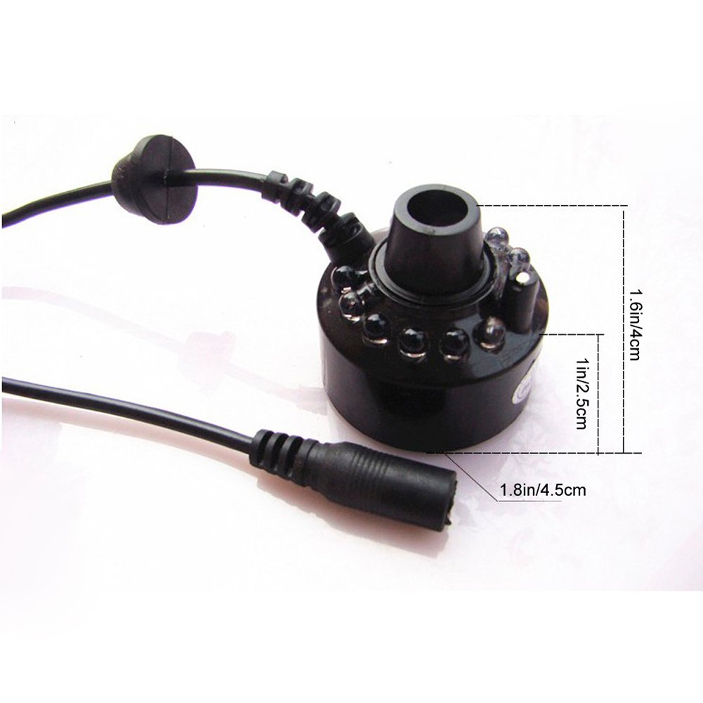Fuloon 12 LED Multicolore Feux De Brouillard / Brumisateur / Diffuseur avec AC Adapteur pour Fontaine Aquarium