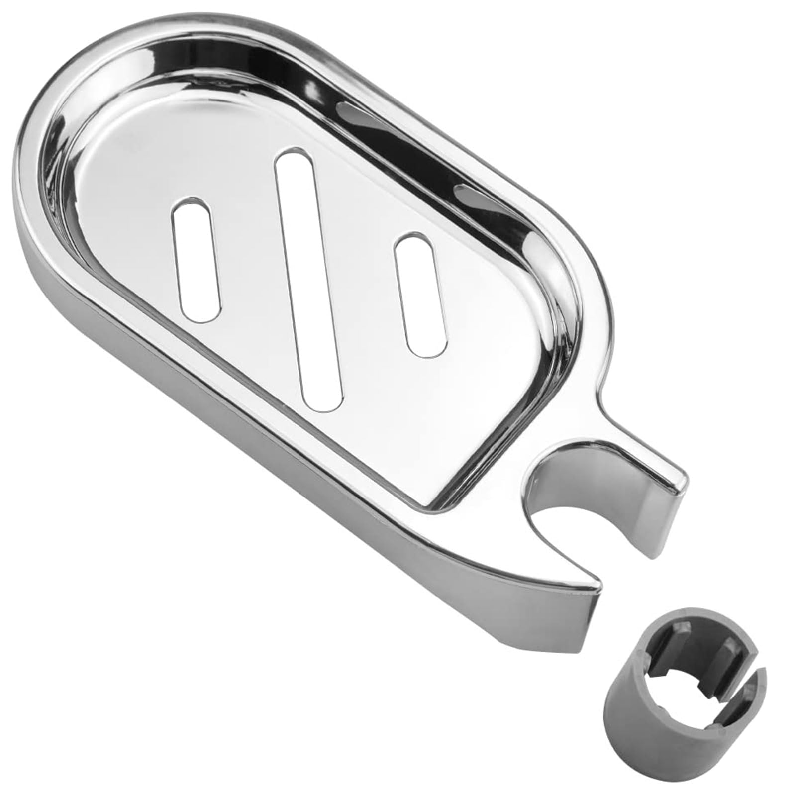 Shower Rail Soap Holder, Clip-on Bathroom Soap Dish, ABS Tray, Adjustable Gadget for 22MM Tube/Pipe/Rod/Pole