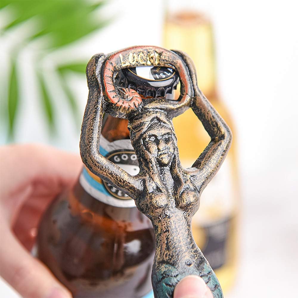 Sungmor Cast Iron Mermaid Bottle Opener, Vintage Portable Bottle Cap Opener - Image 4