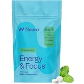 Neuro Energy &amp; Focus Mints, Spearmint, 90 Count | 40mg Natural Caffeine Mints, 60mg L-Theanine, Vitamin B6 + B12, Sugar Free, Vegan, Clean Nootropic Energy &amp; Focus Supplement