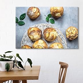 Canvas Wall Art - Breads and Mint Leaves - Giclee Print Gallery Wrap Modern Home Art Ready to Hang - 12x18 inches